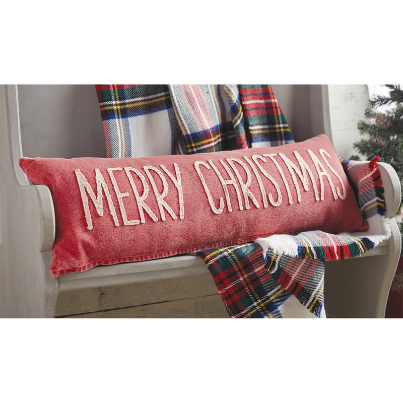 Mud Pie Merry Christmas Washed Canvas Cotton Lumbar Pillow Reviews